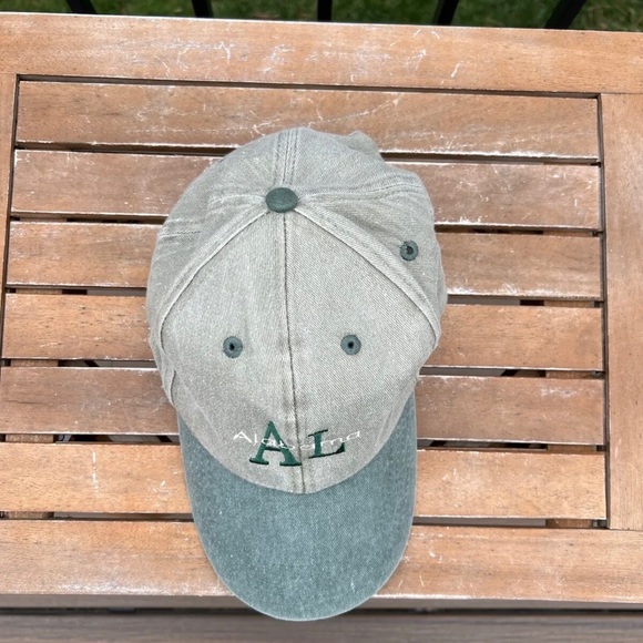 VTG Embroidered Hat Alabama Cap Adjustable Two Tone Cobra Khaki Green Old Money - Picture 6 of 8